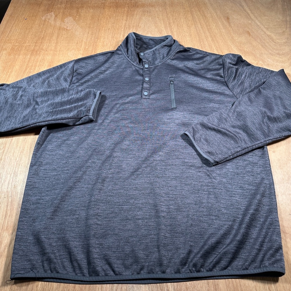 Ocean Coast Pullover Men XLT Gray Heathered Quarter Snap Fleece Big & Tall